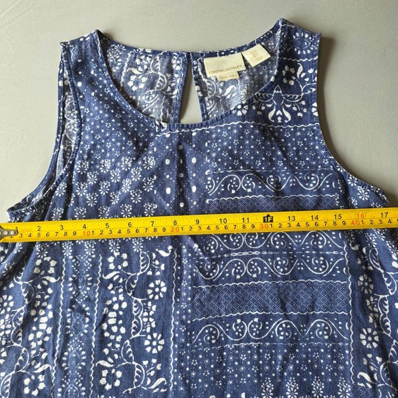 Cynthia Rowley Linen Dress‎ Women's Small Blue White Paisley Sleeveless - Picture 3 of 6